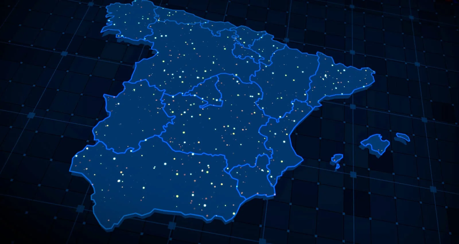 Cobertura nacional - Mapa digital de España con puntos de conexión